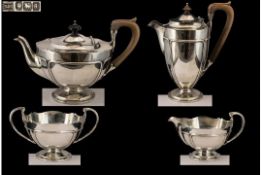 Art Nouveau Design Superb Quality Sterling Silver ( 4 ) Piece Tea Service.