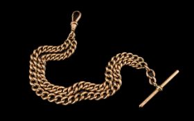 Antique Period - Superb Quality 9ct Rose Gold Double Albert Watch Bracelet,