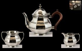 Mid Victorian Period 3 Piece Sterling Silver Bachelors Tea Service.