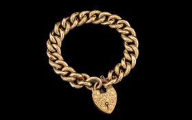 Edwardian Period Superb Quality 9ct Rose Gold Curb Bracelet with Embossed Decoration to Each Link,