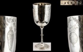 Victorian Period Excellent Quality Sterling Silver Goblet / Chalice of Pleasing Proportions.