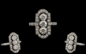 Platinum Superb Quality Diamond Set Ring of Attractive Design. Marked Platinum to Interior of Shank.
