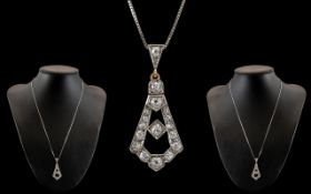 Art Nouveau Platinum and 18ct Gold Diamo