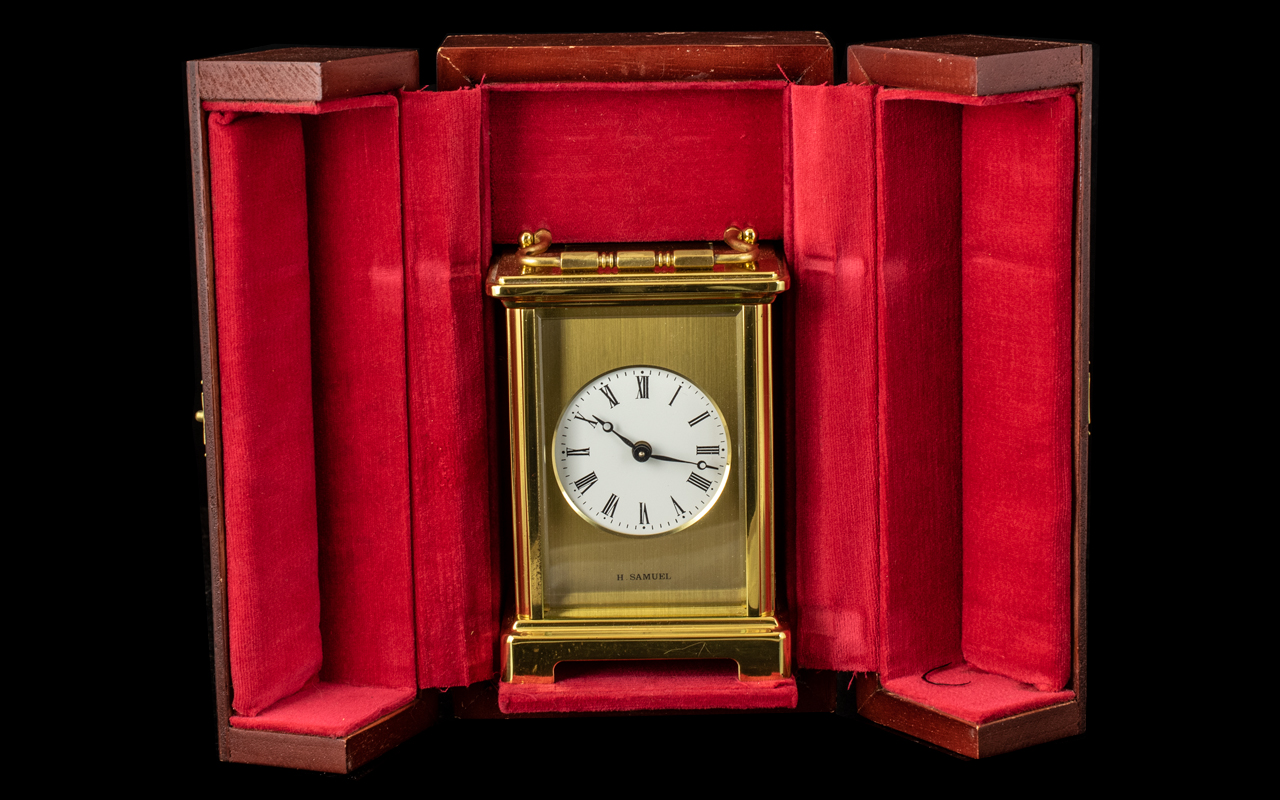 Modern Brass Cased Carriage Clock of Fin