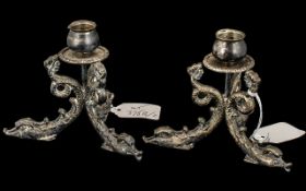 Pair of Quality Heavy Cast Metal Silver