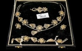 Italian Vintage Silvered Metal Suite of