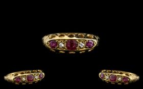 Antique 18ct Diamond Stud Ruby Ring. Lov