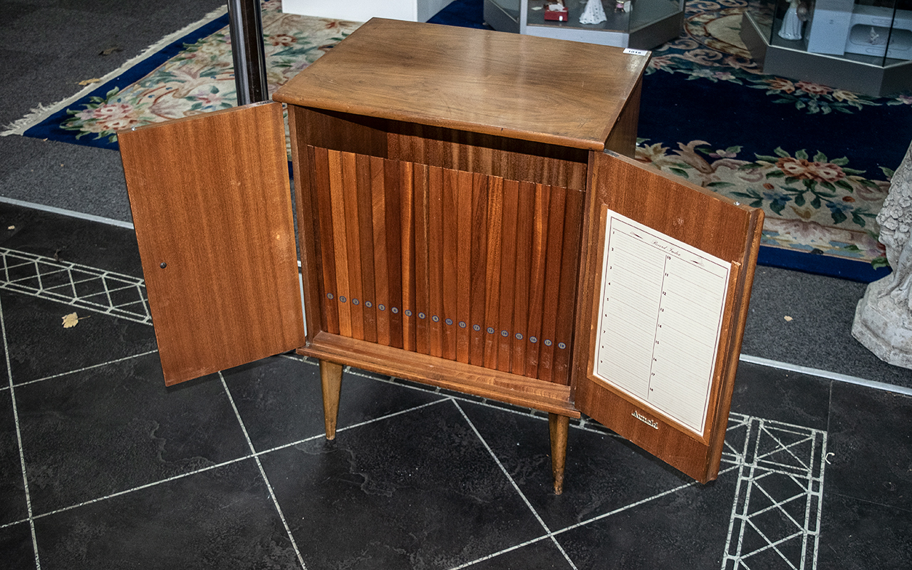 Unusual 1960s Record Cabinet with fitted LP compartments 1 - 18 with walnut and teak inlaid to the - Image 2 of 4