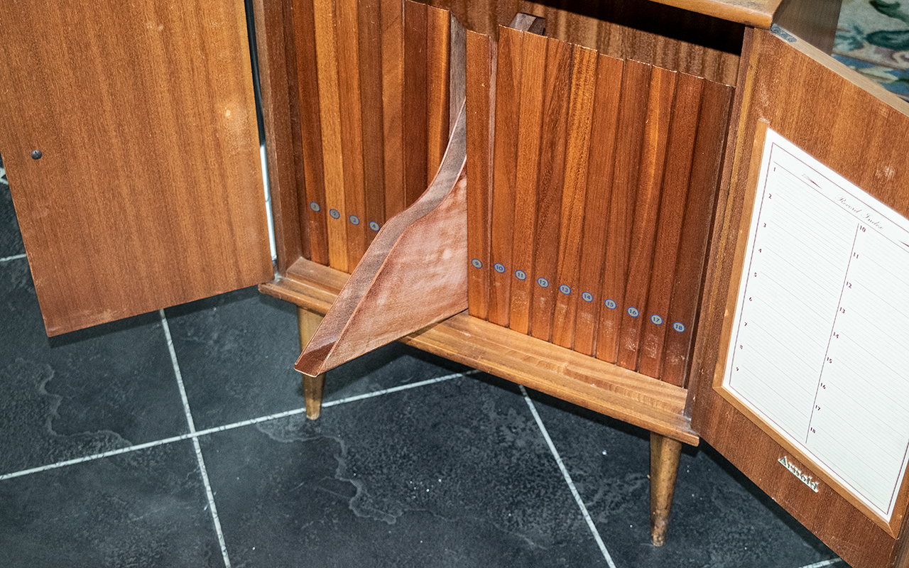 Unusual 1960s Record Cabinet with fitted LP compartments 1 - 18 with walnut and teak inlaid to the - Image 3 of 4