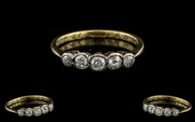 18ct Gold Attractive 5 Stone Diamond Set Ring. Marked 18ct to Interior of Shank. The Five Pave Set