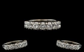 Ladies 18ct White Gold Stunning Diamond Set Half - Eternity Ring, Full Hallmark to Interior of Ring.