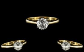 18ct Gold and Platinum Single Stone Diamond Set Ring. Marked 18ct and Platinum to Interior of Shank.