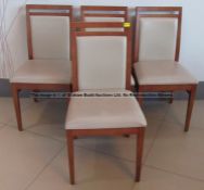 Four matching wooden dining chairs from the Players' and Staff Canteen at Liverpool Football Club'