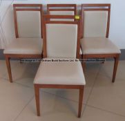 Four matching wooden dining chairs from the Players' and Staff Canteen at Liverpool Football Club'