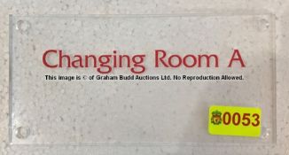 Clear acrylic CHANGING ROOM A door sign from the Changing Rooms Corridor at Liverpool Football