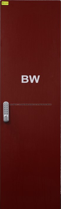 Changing room locker door, initialled BW, from Liverpool Football Club's Melwood Training Ground,