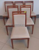 Six matching wooden dining chairs from the Players' and Staff Canteen at Liverpool Football Club's