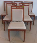 Six matching wooden dining chairs from the Players' and Staff Canteen at Liverpool Football Club's