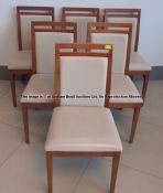 Six matching wooden dining chairs from the Players' and Staff Canteen at Liverpool Football Club's