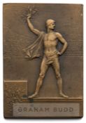 1900 Paris Olympic Games bronze medal, designed by Fredeeic Vernon, of rectangular form, obverse