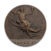 1900 Paris Exposition Universelle Internationale bronze medal, designed by J.C. Chaplin, of circular