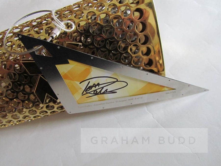 London 2012 Olympic Games bearer's torch with Tom Daly autographed 'shard', acquired at the Official - Image 9 of 13
