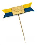 Paris 1924 Olympic Games Sweden v Netherlands football lapel badge, gilt metal pin badge from the
