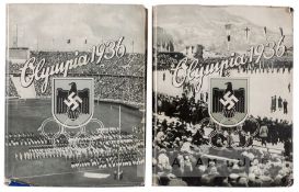 1936 Garmisch-Partenkirchen Winter Olympic Games Band I & II official albums, each hardback album