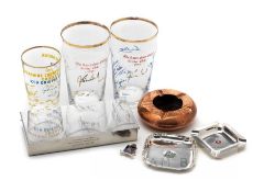 Group of gifts presented to Lancashire CCC's Malcolm Hilton during his career, comprising stainless