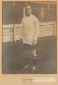 Preston North End's Alf Common b&w photograph, depicting Alf Common wearing a white jersey beside