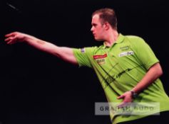 Darts players Michael Van Gurwen, Dennis Priestley and Terry Jenkins signed photographs, three 16 by