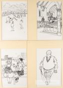 Original drawings by Reverend Frank Fisher for Nico Craven's Gloucestershire cricket related