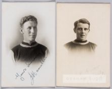 Bob Greener and J Hamilton signed Crystal Palace player portrait postcards, each Gert. A Lever