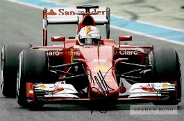 Sebastian Vettel (GER) signed Ferrari cap and photo, cap signed on peak in black marker pen,