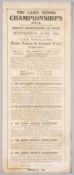 1914 The Lawn Tennis Championships Wimbledon programme for Wednesday 24th of June, the card
