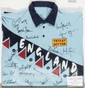England team signed light blue cricket jersey worn by Ronnie Irani on the tour of Zimbabwe and New