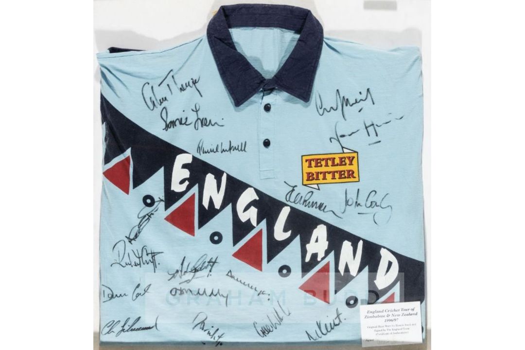 England team signed light blue cricket jersey worn by Ronnie Irani on the tour of Zimbabwe and New