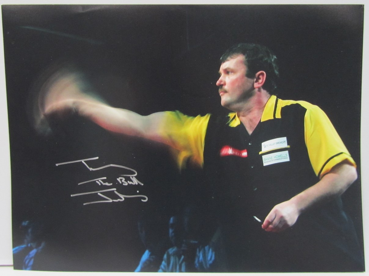 Darts players Michael Van Gurwen, Dennis Priestley and Terry Jenkins signed photographs, three 16 by - Image 2 of 3