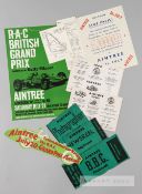 Group of memorabilia relating to Motor racing at Aintree, comprising a poster for the Grand Prix d'