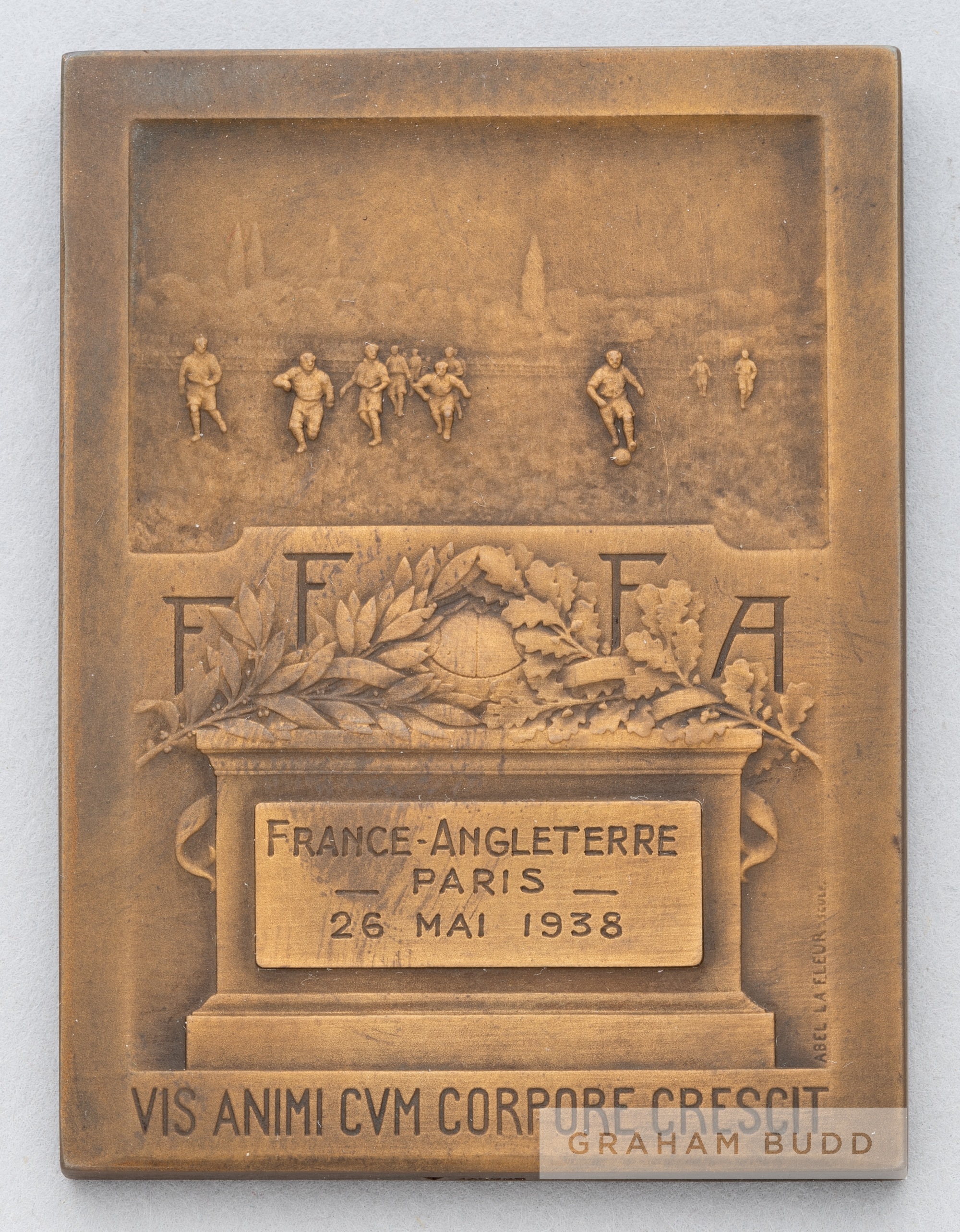 French Football Association bronze medal plaque awarded to England's Arsenal striker Cliff Bastin - Image 2 of 2