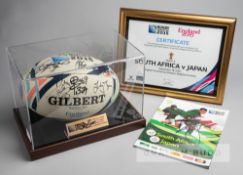 2015 Rugby World Cup Official Gilbert match ball signed by members of the Japan squad v South