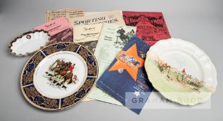 Horse racing memorabilia, a Royal Crown Derby trinket dish with Jockey Club emblem, a 1955 Parc