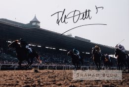 Champion Jockey's Frankie Dettori and Bob Champion signed photographs, 16 by 12in. signed