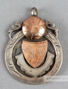 A football medal inscribed Everton FC, Wm. Parr 1910, silver, obverse with applied gilt inscribed