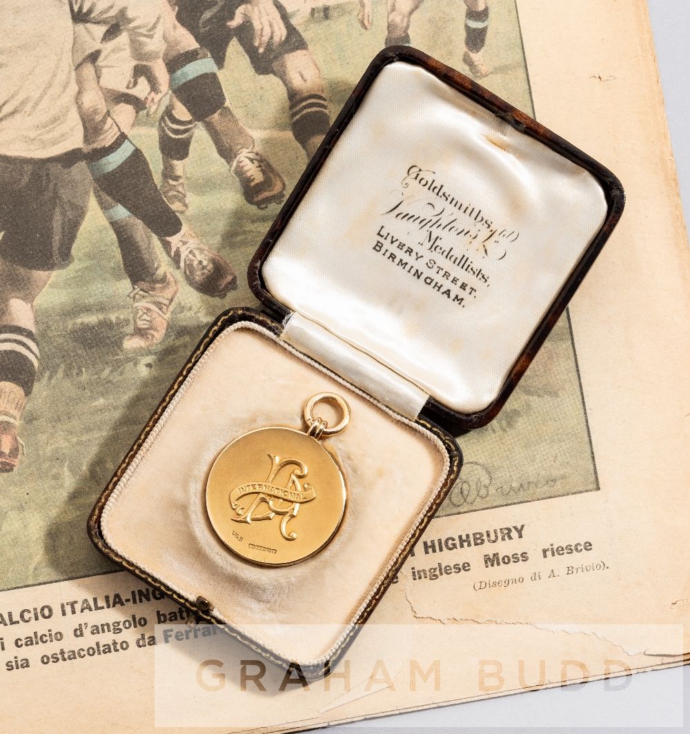 F.A. International medal awarded to Arsenal's George Male on his England debut in the infamous '