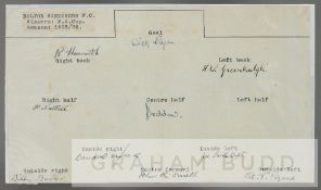 BOLTON WANDERERS 1925-26 FA CUP WINNING TEAM ORIGINAL INK AUTOGRAPHED TEAM SHEET The 1926 FA Cup