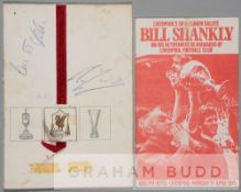 Signed Liverpool FC 1972-73 Division One championship and UEFA Cup winners celebration dinner