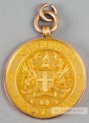 1926 London F.A. Charity Cup Final medal awarded to match referee William Musther, 9ct. gold,