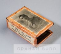 Laurie Banfield Benefit souvenir matchbox holder, Bristol City v Port Vale, 27th December 1920,