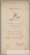 Signed Aston Villa FC dinner and social menu commemorating the club winning League Division Two